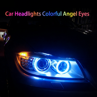 Nouvelles feux de brouillard LED 12V à anneaux halo RGB avec contrôle universel par application, personnalisables en usine, pour remplacement de phares de voiture
