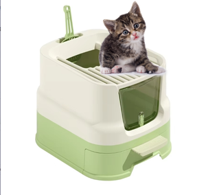 Un bac à litière en plastique écologique entièrement fermé avec fonction facile à nettoyer pour chiens et chats - Product Image 1