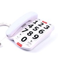 Téléphone filaire à grand bouton avec indicateur LED de sonnerie forte et téléphonie pour personnes âgées avec 3 mémoires de numérotation rapide à une touche