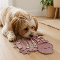 Plateau d'alimentation lente pour animaux de compagnie en forme de crabe, en silicone, multi-compartiments, gamelle de puzzle, qualité alimentaire, anti-glouton, pour chiens et chats