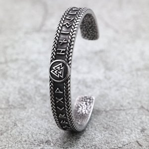 Unisex Viking Symbol Tibetan Silver 06709 Steel Color Geometric Open C Shape <b>Bracelet</b> for Gift and Clothing <b>Matching</b> - Product Image 3