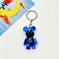 Porte-clés en PVC créatif et coloré en forme d'ours graffiti, pendentif pour sac à dos, ornement en plastique, cadeau pour enfants, vente en gros
