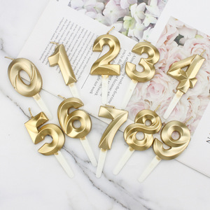 3D Gold Number Candles Large Metallic Birthday <b>Cake</b> <b>Decorations</b> Party <b>Supplies</b> For Birthdays - Product Image 2