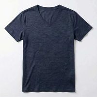T-shirt personnalisé pour homme en coton slub, col en V, texture chinée vintage, coupe ajustée, style muscle, manches courtes, respirant, décontracté, haut d'été