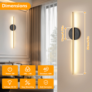 Applique Murale Moderne Rechargeable à Piles, Intensité Variable, Orientable, Sans Fil, 3 Températures de Couleur, Installation Magnétique, Métal, <span class=keywords><strong>pour</strong></span> Salon - Product Image 3