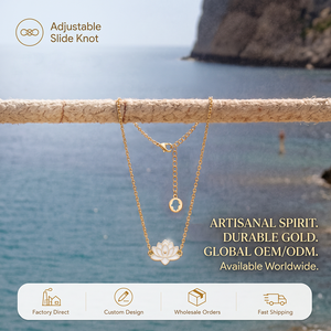 Collar Espiritual G&G Lucky Charm con Loto Esmaltado, Chapado en <span class=keywords><strong>Oro</strong></span> <span class=keywords><strong>de</strong></span> 18k, Joyería <span class=keywords><strong>de</strong></span> Latón, Venta al por Mayor, Logotipo Personalizado, Regalo, Stock Disponible - Product Image 1
