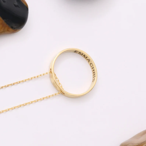 Collar de Acero Inoxidable con Colgante de Anillo de Mensaje <span class=keywords><strong>Secreto</strong></span> Personalizado, Minimalista, con Círculo Interior - Product Image 5