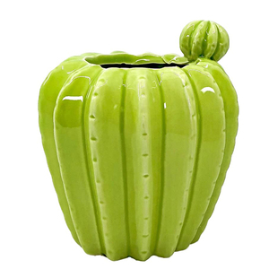 Pot de bougie en céramique personnalisé de desgin de cactus 3D galvanisé vert pour la fabrication de bougies bienvenue personnalisé - Product Image 1