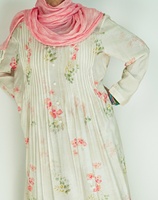Abaya rose crème à imprimé floral avec ensemble hijab rose pâle, abaya noire ample décontractée, robe musulmane pour femmes