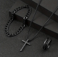 Ensemble de bijoux en alliage noir tendance, collier et bracelet chaîne, pour femmes et hommes, cadeau de fête, vente chaude, nouveauté