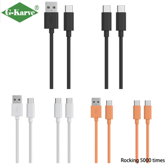 60W PD Nylon USB Cable Bundle USB a Type-C + Type-C Type-C High Speed Charging Data Sync for Mobile Phones Laptops Tablets