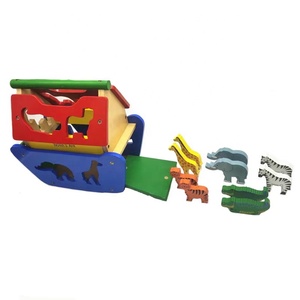 Leaderjoy Nouvel ensemble d'animaux en bois colorés de l'Arche de Noé, jouet éducatif pour enfants - Product Image 4