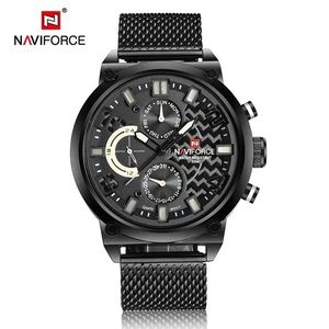 Montres pour hommes NAVIFORCE 9068, quartz de luxe, acier inoxydable, bracelet en maille, chronographe étanche, montre-bracelet pour homme, multifonction, Reloj - Product Image 1