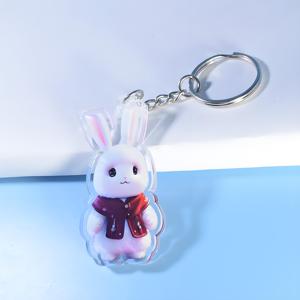 HanXinカスタムプリントミニアニメキーホルダークリアエポキシアクリル漫画スタイルプラスチック素材とカスタムロゴ付き