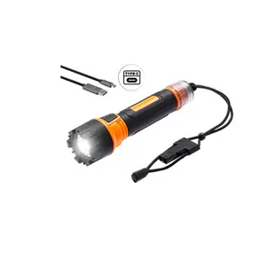 防水IP66重型手电筒可充电手电筒LED带电池3m滴测试EDC和紧急使用哨子