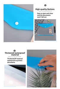 Chất lượng cao 11 lỗ đục lỗ Chất kết dính phong bì thư mục tập tin PP với Snap đóng cửa thuận tiện túi tài liệu cho nộp hồ sơ lưu trữ - Product Image 5