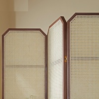 Paravents en rotin, séparateurs de pièce, séparation pour la maison, le bureau, la chambre à coucher, bois, 4 panneaux, paravents Byobu, séparateurs de pièce pour la salle de bain