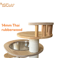 Arbre à chat personnalisé YSCat T-40, luxueux, moderne, en bois massif, écologique, durable, à 4 niveaux, avec hamac doux, pour animaux de compagnie d'intérieur