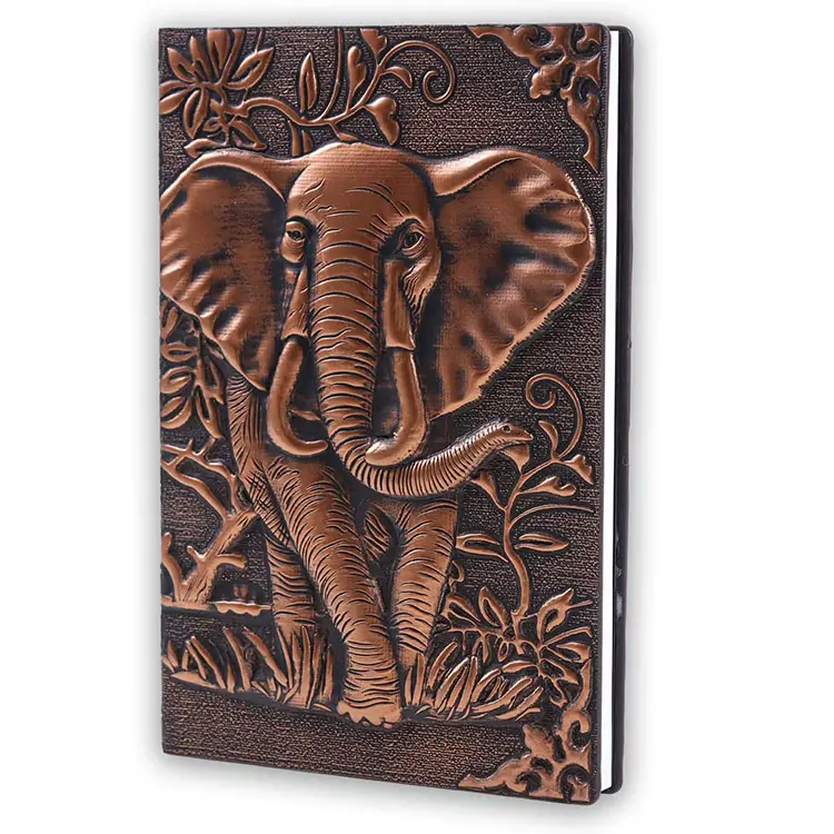 3D Elephant Leather Journal Notebook A5 Lined Journal Vintage Notepad Present for Women Men