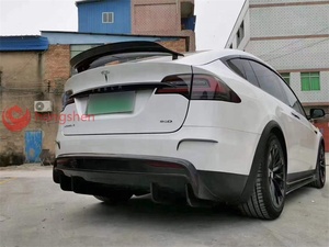 Kit de corps de lèvre de pare-chocs de spoiler arrière en Fiber de carbone véritable de Style RZ d'usine pour Tesla Model <span class=keywords><strong>X</strong></span> comprend un diffuseur arrière - Product Image 5