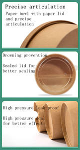 Saladier biodégradable enduit d'un couvercle en pla bol en papier kraft jetable de 46 oz écologique - Product Image 5