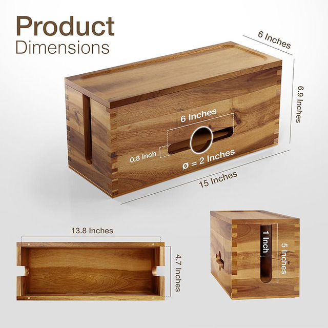 Large Wooden Portable Cable Management Box From China Factory Handmade
