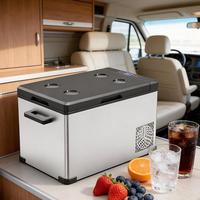 Mini-réfrigérateur portable moderne 12V/24V DC en acier inoxydable de 50 litres pour voiture et camping