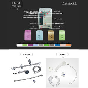 Chauffe-eau électrique instantané économique avec élément chauffant en cuivre rouge 220V 5500W pour douche, contrôle facile - Product Image 3