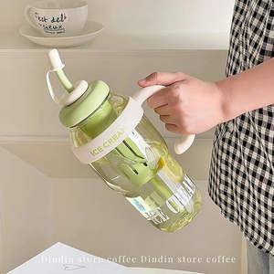 <span class=keywords><strong>Botella</strong></span> de <span class=keywords><strong>agua</strong></span> Unisex de PP rosa de gran capacidad de 40oz, Infusor de pajita impermeable portátil de 1300ml para beber té y jugo - Product Image 2