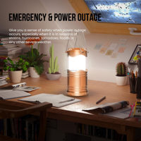 Lanterne de camping LED étanche à piles AA (3 piles), 30 heures d'autonomie, mini, portable, pliable, pour situations d'urgence, ouragans et tempêtes