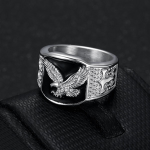 Men’s Stainless Steel Turquoise Eagle Ring – Gothic Style, Size 13, Heavy Duty Design