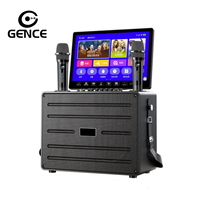 GENCE Enceinte Karaoké Intelligente Portable avec Écran Tactile 14,1 pouces, Puissance de Sortie 30-50W, RGB, AUX, Batterie, Microphone Sans Fil et Micro Intégré pour la Maison