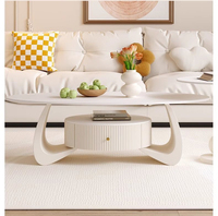 Table basse moderne minimaliste en pierre avec plateau en ardoise, structure en acier, design de rangement écologique, mobilier de salon convertible