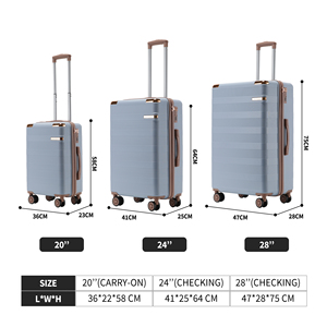 Juegos de Maletas de Viaje Grandes de 12, 14, 20, 24 y 28 Pulgadas de Moda, Maleta de Viaje con Ruedas de ABS Color Azul Cielo para Viajes Largos - Product Image 2