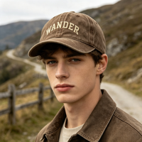 Gorra de Béisbol Unisex con Bordado de Letras, de Algodón Lavado, Color Marrón Vintage, con Visera Curva, Estilo Dad Hat, Suave y Transpirable para Exteriores
