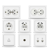 Prise de courant murale double USB standard de l'UE Prise électrique 220V Type-C Port de charge USB Panneau d'interrupteur mural français 2