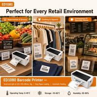 Imprimante d'étiquettes d'expédition thermique EDOO ED1080 203 DPI 4x6, fabricant d'étiquettes de codes-barres sans fil USB avec SDK pour entrepôt et livraison express