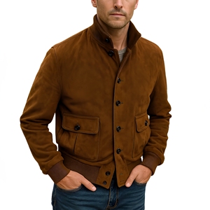 <b>Men's</b> goat <b>suede</b> <b>jacket</b> Casual <b>suede</b> zip <b>jacket</b> Wholesale <b>suede</b> outerwear OEM service <b>jacket</b> Button Front <b>Suede</b> Shirt <b>Jacket</b> - Product Image 1