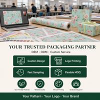 Papier d'emballage cadeau floral vert menthe roses roses feuilles tropicales en pâte de bois non couchée de qualité supérieure écologique design personnalisé mariages