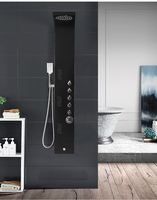 Hfyyl5518 Q5 — panneau de douche LED salle de bain, multifonction, montage mural en acier inoxydable 304, eau chaude et froide, noir mat