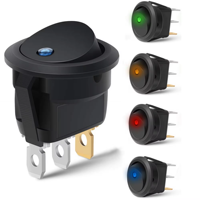 Interrupteur à bascule rond de 20 mm, 12 volts, 20 ampères, 3 broches, marche/arrêt, pour cafetière, bateau, voiture, mini-interrupteur à bascule LED
