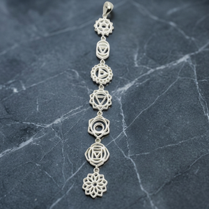 Pendentif Sept Chakras en Argent Sterling 925 RAMAVATI GEMS Plaqué Rhodium et Or Classique Unisexe - Product Image 3
