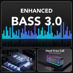 Enceinte Bluetooth portable avec lumières LED, son stéréo 30W, Bluetooth 5.4, basses améliorées, utilisation en extérieur et à domicile - Product Image 3