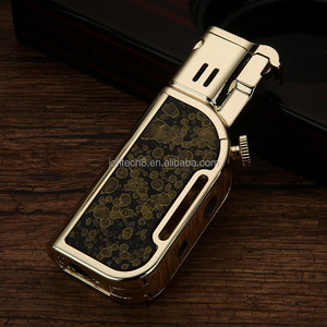 ไฟแช็กบิวเทนแบบเติมได้ ชุบทอง ดีไซน์ทันสมัย กันลม ใช้สำหรับจุดบุหรี่ - Product Image 1