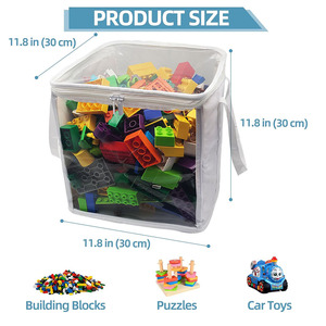 กล่องบรรจุภัณฑ์พีวีซีใสแบบมีซิปพร้อมโลโก้สั่งทำ กล่องเก็บของเล่นเด็กแบบโปร่งใส กล่องเก็บของทรงลูกบาศก์สำหรับเด็ก - Product Image 2