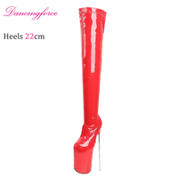 Bottines sexy à talons hauts fins de 22 cm, au-dessus du genou, automne, fétiche, bottes longues à talons aiguilles pour femmes