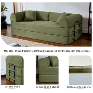 Sofá Cama Plegable Convertible Tapizado en Corduroy con Estructura de Acero, Sofá Seccional Comprimido - Product Image 4