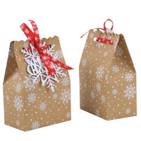 Sac cadeau en papier kraft personnalisé avec logo de Noël, poignée pliable, pour les fournitures de boutiques de cadeaux de Noël