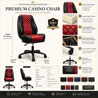 Fauteuil de casino pivotant haut de gamme en cuir synthétique contemporain, réglable, avec mousse haute densité, personnalisable