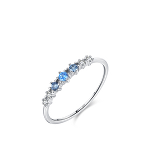 925 Sterling <b>Silver</b> Blue Topaz CZ Crown Row <b>Set</b> <b>Ring</b> Earring <b>Set</b> Dainty Ocean Inspired Jewelry For Women - Product Image 2